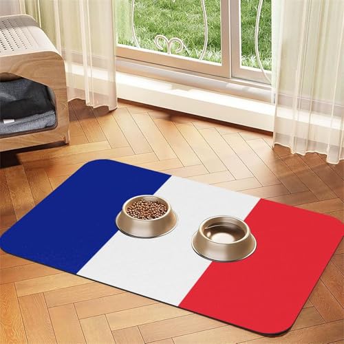 Platzset aus saugfähigem Leder mit französischer Flagge, 40 x 60 cm, schönes Design, für Katzen und Hunde, tragbare Aufbewahrung von XZDZWK