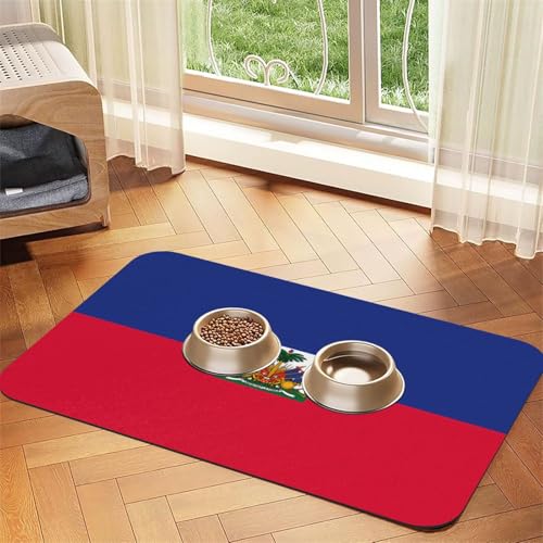 Platzset aus saugfähigem Leder mit haitianischer Flagge, 40 x 60 cm, schönes Design, für Katzen und Hunde, tragbare Aufbewahrung von XZDZWK