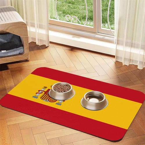 Platzset aus saugfähigem Leder mit spanischer Flagge, 40 x 60 cm, schönes Design, für Katzen und Hunde, tragbare Aufbewahrung von XZDZWK