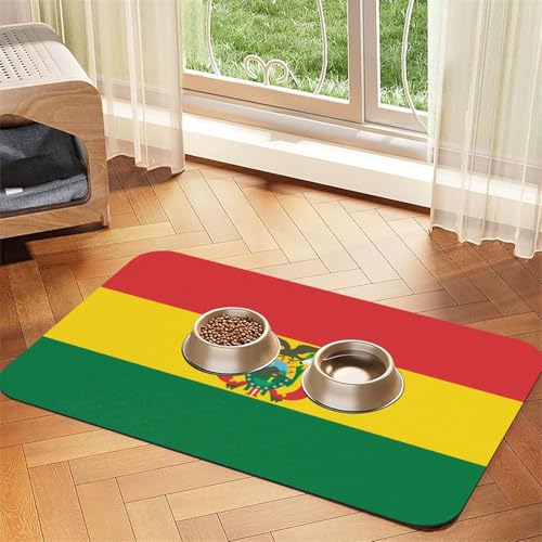 Platzset für Haustiere, Motiv: Flagge von Bolivien, saugfähig, Leder, 30 x 45 cm, schönes Design, Katzen- und Hundenapfmatte, tragbare Aufbewahrung von XZDZWK