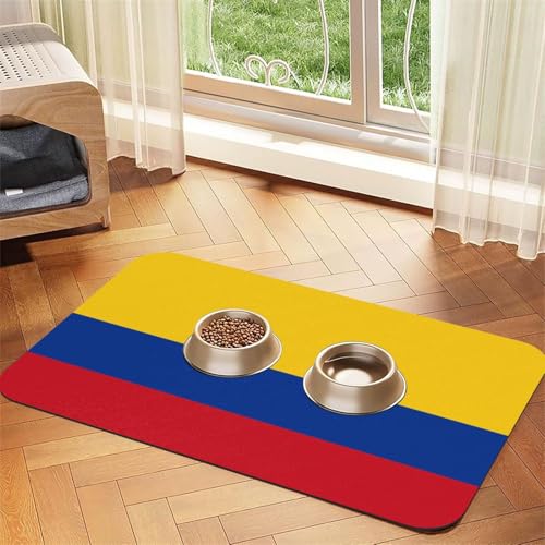Platzset für Haustiere, Motiv: Flagge von Kolumbien, saugfähig, Leder, 40 x 60 cm, schönes Design, Katzen- und Hundenapfmatte, tragbare Aufbewahrung Platzset für Haustiere, Motiv: Flagge von Kolumbien, saugfähig, Leder, 40 x 60 cm, schönes Design, Katzen- und Hundenapfmatte, tragbare Aufbewahrung von XZDZWK