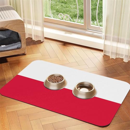 Platzset für Haustiere, polnische Flagge, saugfähig, Leder, 30 x 45 cm, schönes Design, für Katzen und Hunde, tragbare Aufbewahrung von XZDZWK