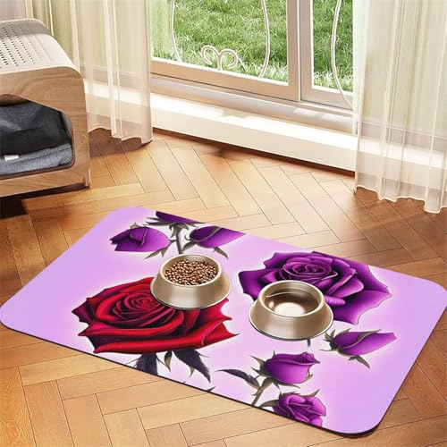 Platzset für Haustiere, saugfähig, Leder, 40 x 60 cm, schönes Design, für Katzen und Hunde, tragbare Aufbewahrung, Rot und Lila Platzset für Haustiere, saugfähig, Leder, 40 x 60 cm, schönes Design, für Katzen und Hunde, tragbare Aufbewahrung, Rot und Lila von XZDZWK