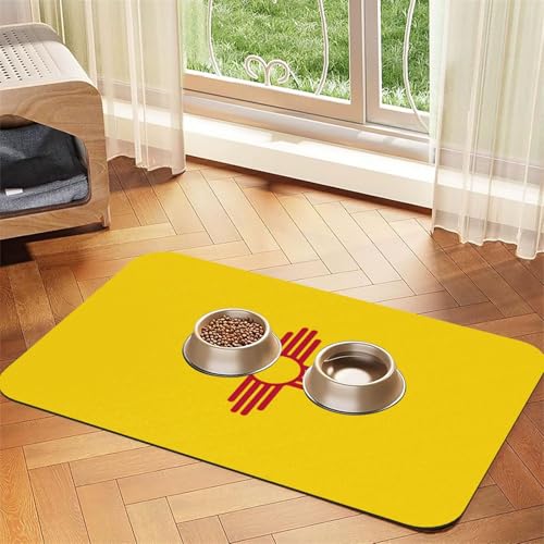 Platzset für Haustiere, saugfähig, Leder, Motiv: Flagge von New Mexiko, 30 x 45 cm, schönes Design, für Katzen- und Hundenapf, tragbare Aufbewahrung von XZDZWK