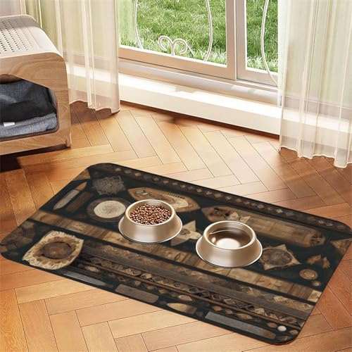 Saugfähiges Leder-Tischset im böhmischen Stil, 30 x 45 cm, schönes Design, Katzen- und Hundenapfmatte, tragbare Aufbewahrung von XZDZWK