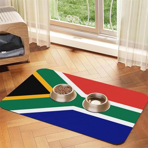 Saugfähiges Leder-Tischset mit südafrikanischer Flagge, 30 x 45 cm, schönes Design, für Katzen und Hunde, tragbare Aufbewahrung von XZDZWK