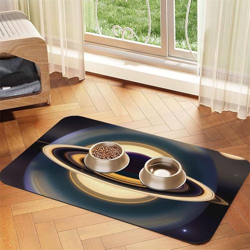 Schönes Saturn Haustier-Tischset, saugfähig, Leder, 30 x 45 cm, schönes Design, Katzen- und Hundenapfmatte, tragbare Aufbewahrung von XZDZWK