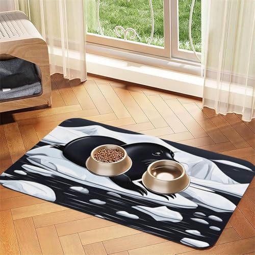 Seals on Ice Haustier-Tischset, saugfähig, Leder, 30 x 45 cm, schönes Design, Katzen- und Hundenapfmatte, tragbare Aufbewahrung Seals on Ice Haustier-Tischset, saugfähig, Leder, 30 x 45 cm, schönes Design, Katzen- und Hundenapfmatte, tragbare Aufbewahrung von XZDZWK