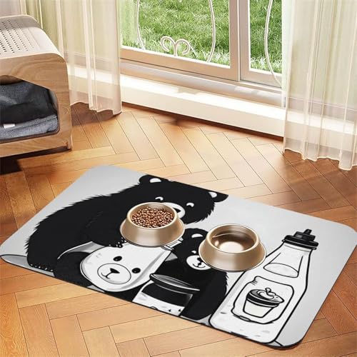 Süßes Milchflaschen-Bär-Haustier-Platzset, saugfähig, Leder, 40 x 60 cm, schönes Design, Katzen- und Hundenapfmatte, tragbare Aufbewahrung von XZDZWK