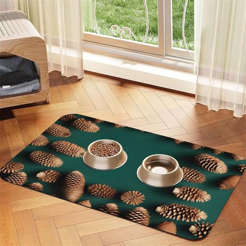 Tannenzapfen-Bordüre, saugfähiges Leder-Tischset, 30 x 45 cm, schönes Design, Katzen- und Hundenapfmatte, tragbare Aufbewahrung Tannenzapfen-Bordüre, saugfähiges Leder-Tischset, 30 x 45 cm, schönes Design, Katzen- und Hundenapfmatte, tragbare Aufbewahrung von XZDZWK