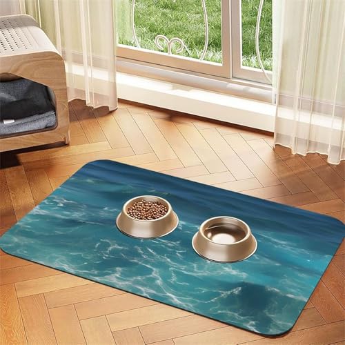 The Deep Ocean Haustier-Tischset, saugfähig, Leder, 40 x 60 cm, schönes Design, Katzen- und Hundenapfmatte, tragbare Aufbewahrung von XZDZWK