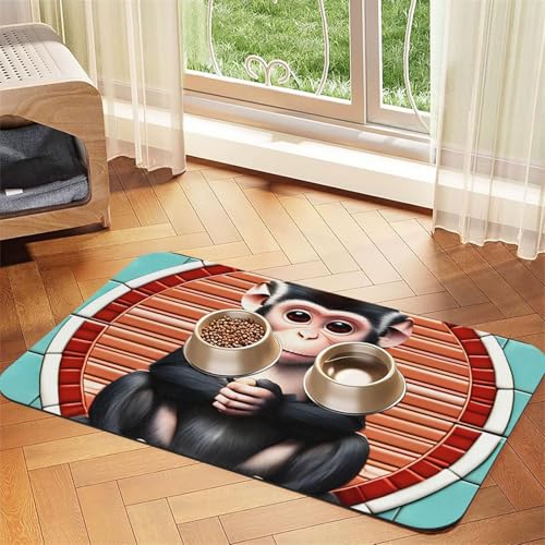 The Silent Monkey Pet saugfähiges Leder-Tischset, 30 x 45 cm, schönes Design, Katzen- und Hundenapfmatte, tragbare Aufbewahrung von XZDZWK