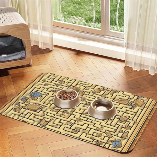 Treasure Maze Haustier-Tischset, saugfähig, Leder, 30 x 45 cm, schönes Design, Katzen- und Hundenapfmatte, tragbare Aufbewahrung Treasure Maze Haustier-Tischset, saugfähig, Leder, 30 x 45 cm, schönes Design, Katzen- und Hundenapfmatte, tragbare Aufbewahrung von XZDZWK