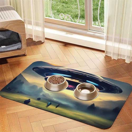 UFO Landing Pet Absorbent Leather Placemat 30x45cm Beautiful Design Cat and Dog Bowl Mat Portable Storage UFO Landing Pet Absorbent Leather Placemat 30x45cm Beautiful Design Cat and Dog Bowl Mat Portable Storage von XZDZWK