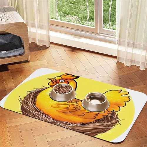 Vogelnest Golden Huhn Haustier saugfähiges Leder Tischset 40 x 60 cm schönes Design Katze und Hund Napfunterlage Tragbare Aufbewahrung von XZDZWK