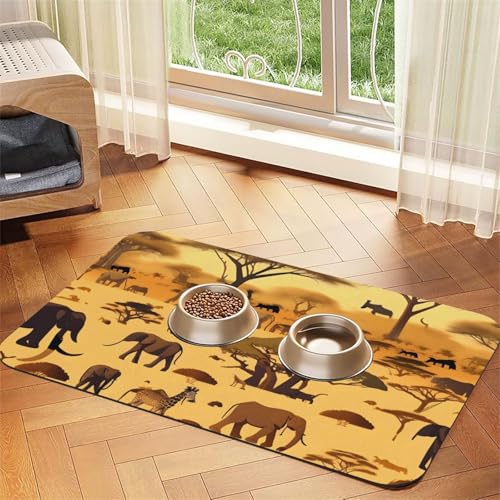 saugfähiges Leder-Tischset mit afrikanischen Graslandtieren, 30 x 45 cm, schönes Design, Katzen- und Hundenapfmatte, tragbare Aufbewahrung saugfähiges Leder-Tischset mit afrikanischen Graslandtieren, 30 x 45 cm, schönes Design, Katzen- und Hundenapfmatte, tragbare Aufbewahrung von XZDZWK
