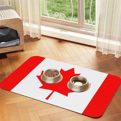 saugfähiges Leder-Tischset mit kanadischer Flagge, 30 x 45 cm, schönes Design, Katzen- und Hundenapfmatte, tragbare Aufbewahrung von XZDZWK