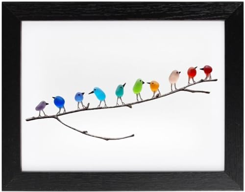 Sheremart Küsten-Liebesnotizen, Dotmalls Küsten-Liebesnotizen, Seeglas-Regenbogenvögel, Seeglas-Regenbogenvögel auf Ast, Regenbogenvogel-Wanddekoration, gerahmte einzigartige handgefertigte Wandkunst, Sheremart Küsten-Liebesnotizen, Dotmalls Küsten-Liebesnotizen, Seeglas-Regenbogenvögel, Seeglas-Regenbogenvögel auf Ast, Regenbogenvogel-Wanddekoration, gerahmte einzigartige handgefertigte Wandkunst, von XZEIT