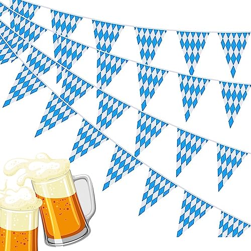 XZEIT Oktoberfest Deko Wimpel Girlande, Oktoberfest Wimpel Girlande, 36 Meter Oktoberfest Deko, Oktoberfest Girlande Banner, Bayrische Dekoration für Oktoberfest Deko Party.(30 x 45 cm pro Wimpe von XZEIT