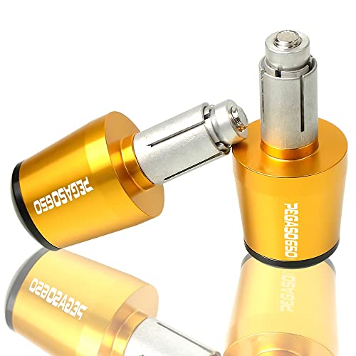 Für Aprilia Pegaso 650 Strada 2005-2010 Motorrad CNC Aluminium Griffe Lenker Griff Enden Stecker Abdeckkappe Ausgewogene Stecker Griffteile(Gold) von XZGFZHY