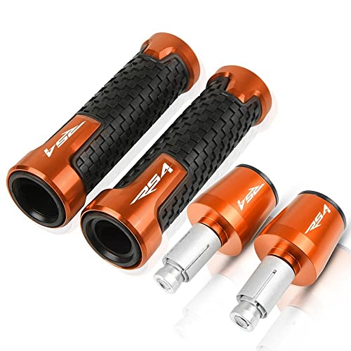 Für Aprilia RSV4 RSVR RS4 2009-2019 Motorrad Lenker Handgriffe Anti Skid Lenkerkappe Enden Stecker CNC Aluminium Zubehör Griffteile(Orange) von XZGFZHY