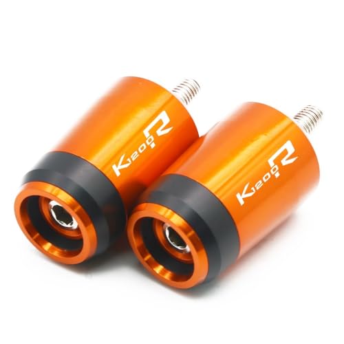 Für B&M&W K1200R K1200 R Motorrad Universal CNC Lenkergriffe Lenkergriffenden Abdeckkappe Ausgewogene Stecker Griffteile(Orange) von XZGFZHY