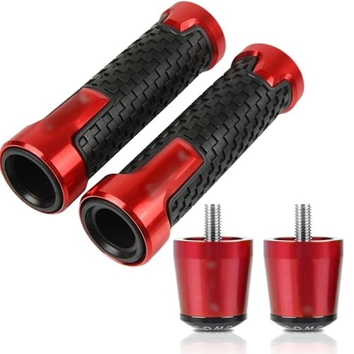 Für ER6N ER-6N ER 6N 2010-2017 2016 2015 Motorrad Lenker Handgriffe Anti Skid Lenkerkappe Enden Stecker CNC Aluminium Zubehör Griffteile(Rot) von XZGFZHY