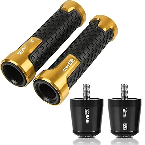 Für Für Versys 650 2010-2019 2018 2017 2016 2015 2014 Motorrad Lenker Handgriffe Rutschfeste Lenkerkappe Enden Stecker CNC Aluminium Zubehör Griffteile(Gold) von XZGFZHY