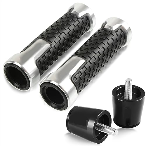 Für GPZ500S EX500R NINJA GPZ 500S GPZ500 S EX500 EX 500 R 1990-2009 Motorrad Lenker Handgriffe Anti Skid Lenkerkappe Enden Stecker CNC Griffteile(Silber) von XZGFZHY