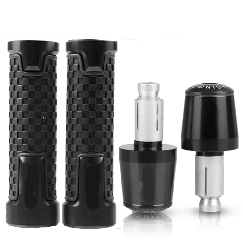 Für Hon&da CB190R CB190 CB 190 2015-2019 2020 2021 7/8 '' 22 Mm Motorrad-Handgriffe Lenker Anti-Rutsch-Lenker Handgriffenden Stecker Griffteile(Schwarz) von XZGFZHY