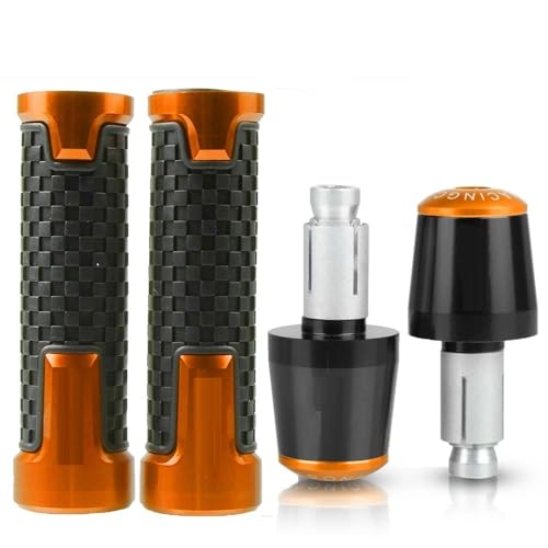 Für Hon&da CB500F CB500 F CB 500F 2013-2021 7/8 '' 22 Mm Motorrad-Handgriffe Lenker Anti-Rutsch-Lenker Handgriffenden Stecker Griffteile(Orange) von XZGFZHY