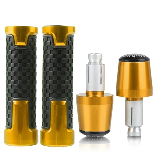Für Hon&da CB919 CB900F Hor&net CB 919 CB900 F 2001-2008 7/8 '' 22 Mm Motorrad-Handgriffe Lenker Anti-Rutsch-Lenker Handgriffenden Stecker Griffteile(Gold) von XZGFZHY
