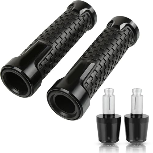 Für Hon&da CBR125RR CBR 125 RR CBR125 2004-2021 7/8 '' 22 Mm Motorrad-Handgriffe Lenker Anti-Rutsch-Lenker Handgriffenden Stecker Griffteile(Schwarz) von XZGFZHY