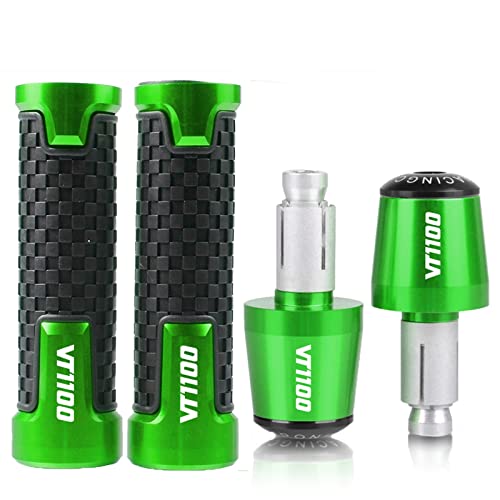 Für Hon&da VT1100 VT 1100 1995-2007 2006 2005 7/8 '' 22 Mm Motorrad-Handgriffe Lenker Anti-Rutsch-Lenker Handgriffenden Stecker Griffteile(Grün) von XZGFZHY