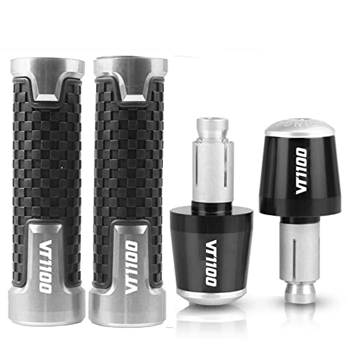 Für Hon&da VTR1000F VTR1000 VTR 1000 FV/FW/FX/FIRESTORM 7/8'' 22mm Motorrad-Handgriffe Lenker Anti-Rutsch-Lenker Handgriffenden Stecker Griffteile(Silber) von XZGFZHY