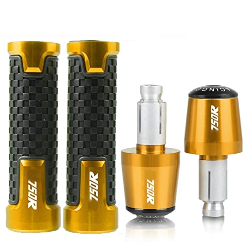 Für K&awasaki Z750R 2011 2012 Z750 R Z 750 7/8 '' 22 Mm Motorrad-Handgriffe Lenker Anti-Rutsch-Lenker Handgriffenden Stecker Griffteile(Gold) von XZGFZHY