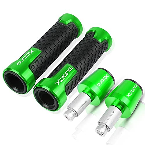 Für KYMCO XCITING 250 300 350 400 400S 500 Motorrad Lenker Handgriffe Rutschfeste Lenkerkappe Endstopfen CNC Aluminium Zubehör Griffteile(Grün) von XZGFZHY
