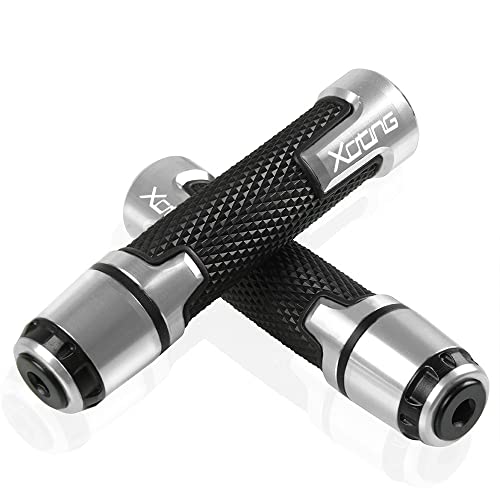 Für Kymco XCITING 250 300 350 400 400S 500 Motorrad Lenkergriffe Rutschfeste Gummigriffe Lenkerenden CNC Aluminium 7/8" 22mm Griffteile(Silber) von XZGFZHY