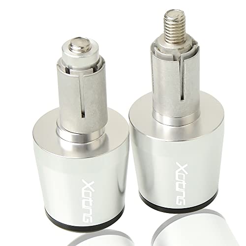 Für Kymco XCITING 250 300 350 400 400S 500 Motorradgriffe Lenkergriffenden Stecker Abdeckkappe Ausgewogene CNC Aluminium Griffteile(Silber) von XZGFZHY
