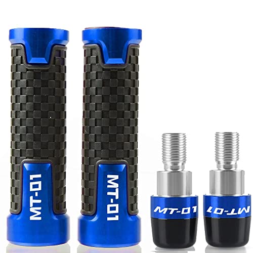 Für MT-01 MT01 2004-2009 2005 2006 2007 2008 Motorrad Lenker Handgriffe Anti Skid Lenkerkappe Enden Stecker CNC Aluminium Zubehör Griffteile(Blau) von XZGFZHY
