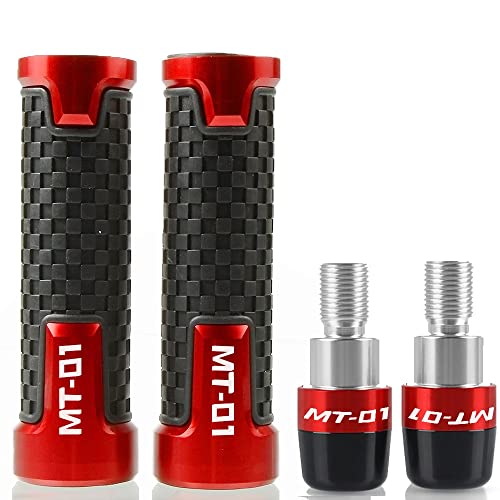 Für MT-01 MT01 2004-2009 2005 2006 2007 2008 Motorrad Lenker Handgriffe Anti Skid Lenkerkappe Enden Stecker CNC Aluminium Zubehör Griffteile(Rot) von XZGFZHY