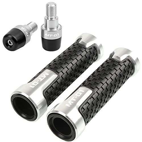 Für MT-01 MT01 MT 01 2004-2015 Motorrad Lenker Handgriffe Anti Skid Lenkerkappe Endstecker CNC Aluminium Zubehör Griffteile(Silber) von XZGFZHY