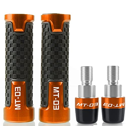 Für MT-03 MT03 MT 03 2005-2021 2020 2019 2018 2017 Motorrad Lenker Handgriffe Rutschfeste Lenkerkappenenden Stecker CNC Aluminium Zubehör Griffteile(Orange) von XZGFZHY
