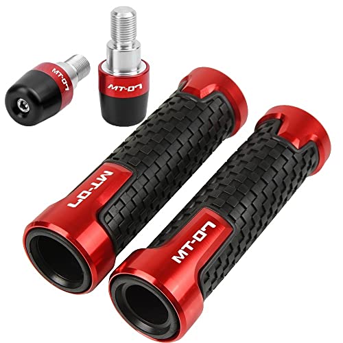 Für MT-07 MT07 FZ-07 FZ07 2013-2023 Motorrad Lenker Handgriffe Anti Skid Lenkerkappe Enden Stecker CNC Aluminium Zubehör Griffteile(Rot) von XZGFZHY
