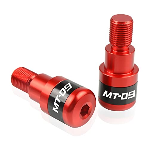Für MT-09 MT09 MT 09 2020 2019 2018 2014 2013 Motorrad CNC Aluminium Griffe Lenker Griff Enden Stecker Abdeckkappe Ausgewogene Stecker Griffteile(Rot) von XZGFZHY