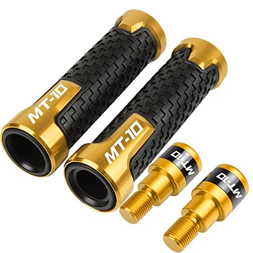 Für MT-10 FZ-10 MT10 FZ10 MT FZ 10 2016-2022 Motorrad Lenker Handgriffe Anti Skid Lenkerkappe Endstecker CNC Aluminium Zubehör Griffteile(Gold) von XZGFZHY