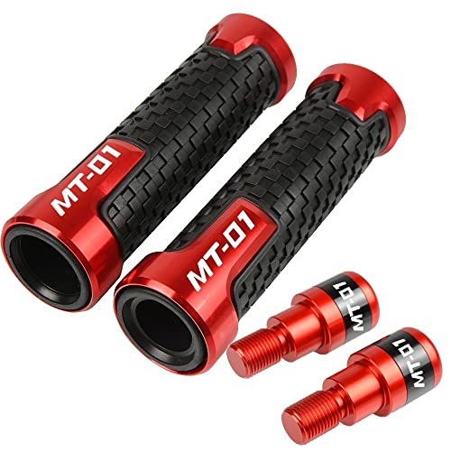 Für MT01 MT 01 2004-2009 2008 2007 2006 Motorrad Lenker Handgriffe Anti Skid Lenker Kappenenden Stecker CNC Aluminium Zubehör Griffteile(Rot) von XZGFZHY