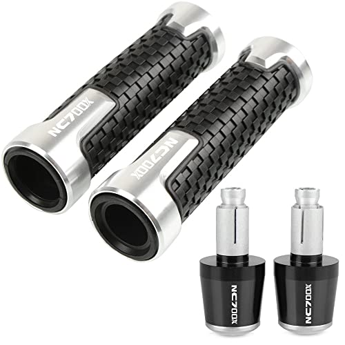 Für NC700X NC700 X NC700 NC 700 X 2012-2020 2013 2014 Motorrad Lenker Handgriffe Anti Skid Lenkerkappe Enden Stecker CNC Aluminium Zubehör Griffteile(Silber) von XZGFZHY