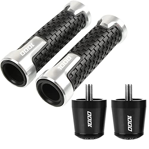 Für NINJA Z1000 Z 1000 2018 2019 2020 2021 Motorrad Lenker Handgriffe Anti Skid Lenkerkappe Enden Stecker CNC Aluminium Zubehör Griffteile(Silber) von XZGFZHY