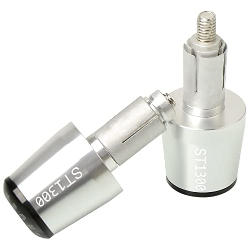 Für ST1300 ST 1300 ST1300A ST1300 Motorrad CNC Aluminium Griffe Lenker Griff Enden Stecker Abdeckkappe Ausgewogene Stecker Griffteile(Silber) von XZGFZHY